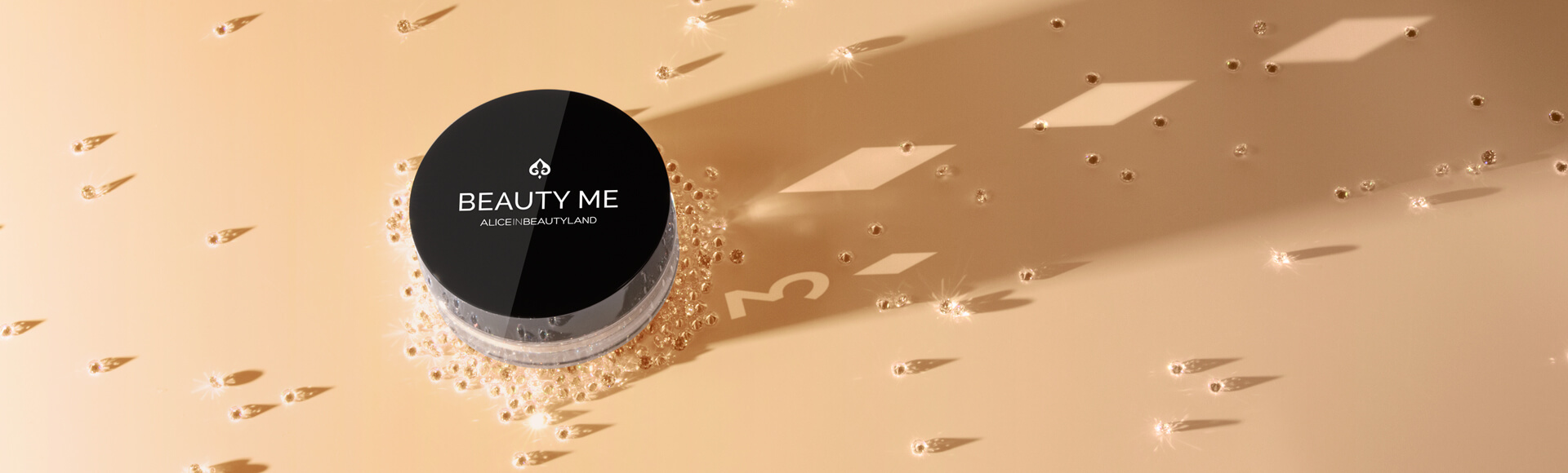 Beauty me makeup mineral foundation with a poker card shadow and diamonds